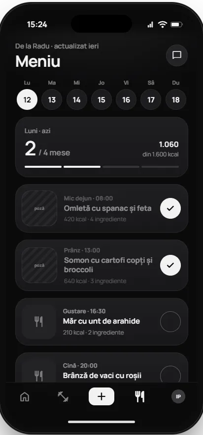 Cursantul: Meniu