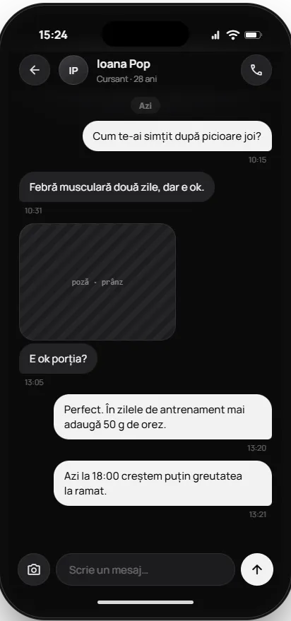 Chat direct între antrenor și cursant