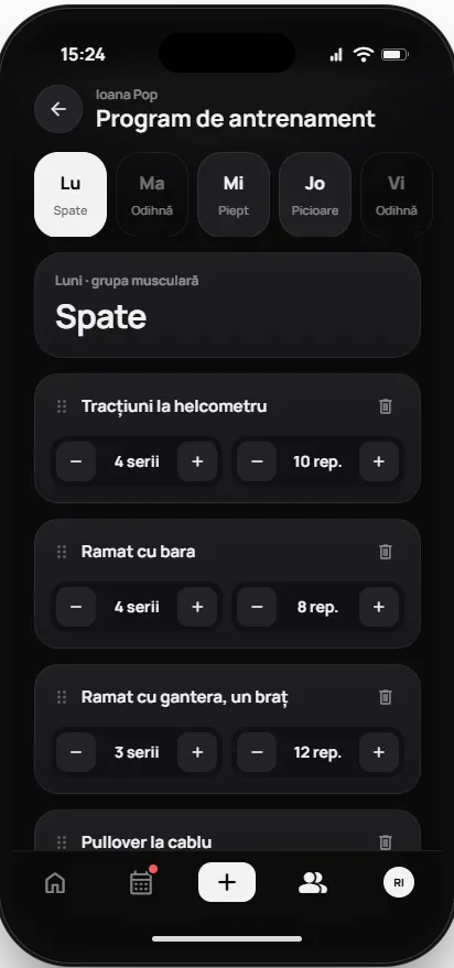 Editorul de program al antrenorului